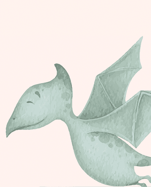 Quadro Dinossauro Verde Pterodáctilo - Mundim Infantil